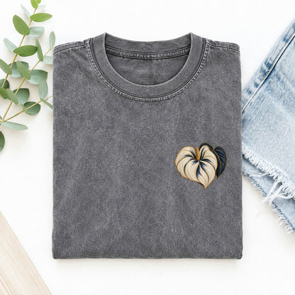 Anthurium Heart Spathe Left Chest Thread Signatures II Left Chest Vintage T-shirt – Grey
