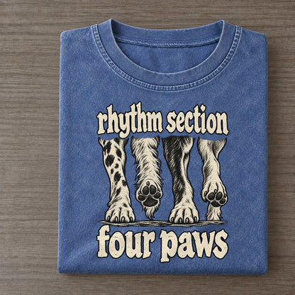 Four Dog Paws In A Row Seen From The Front Mid Stride Bark For Me Vintage T-shirt – Washed Blue