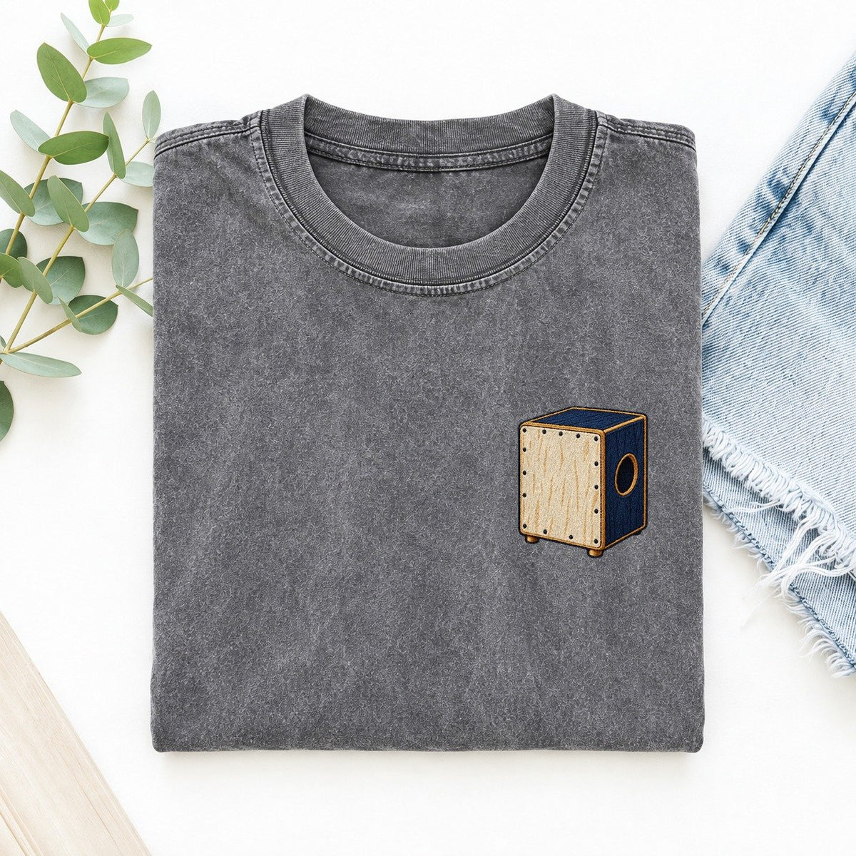 Cajon Sound Circle Left Chest Vintage T-shirt – Grey
