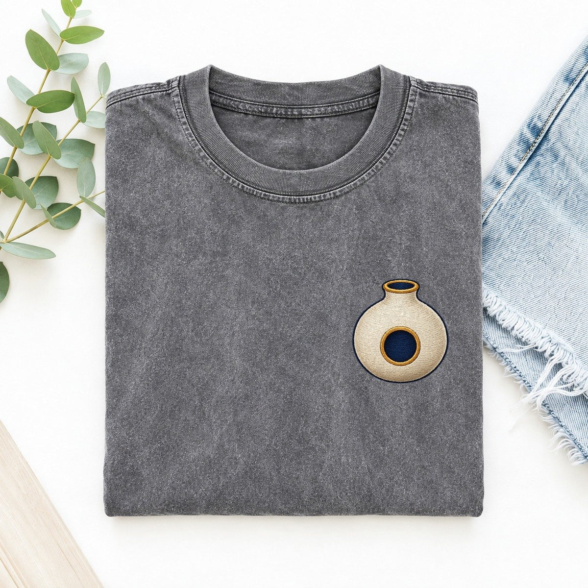 Udu Clay Voice Left Chest Vintage T-shirt – Grey