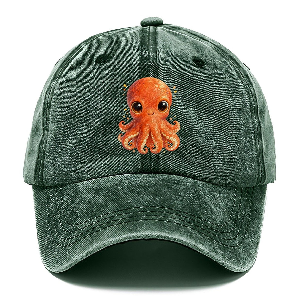 Big-Eyed Orange Octopus Classic Cap – Forest Mist