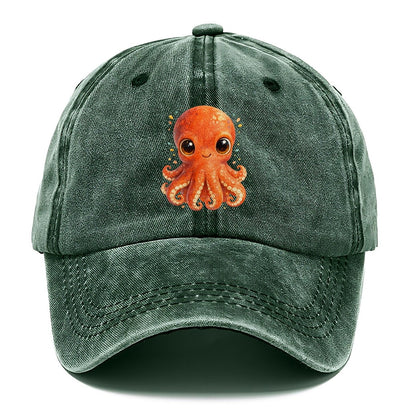 Big-Eyed Orange Octopus Classic Cap – Forest Mist