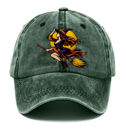 Pop Art Witch on Broom Classic Cap – Forest Mist