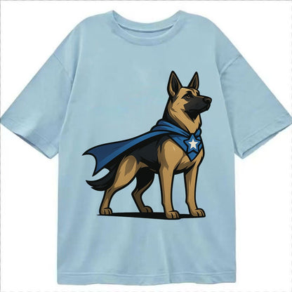 German Shepherd Patriotic Hero Standing Alert On Four Paws S Classic T-shirt – Light Blue