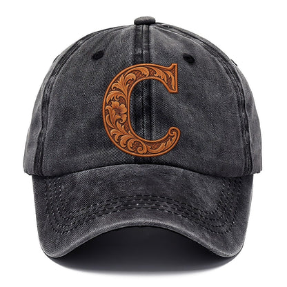 Tooled Leather C Monogram Classic Cap – Graphite