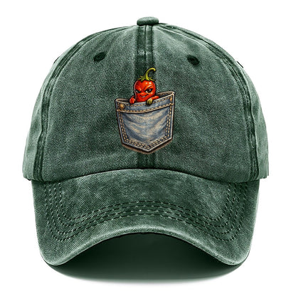 Cheeky Chili Pepper in Denim Pocket Classic Cap – Forest Mist