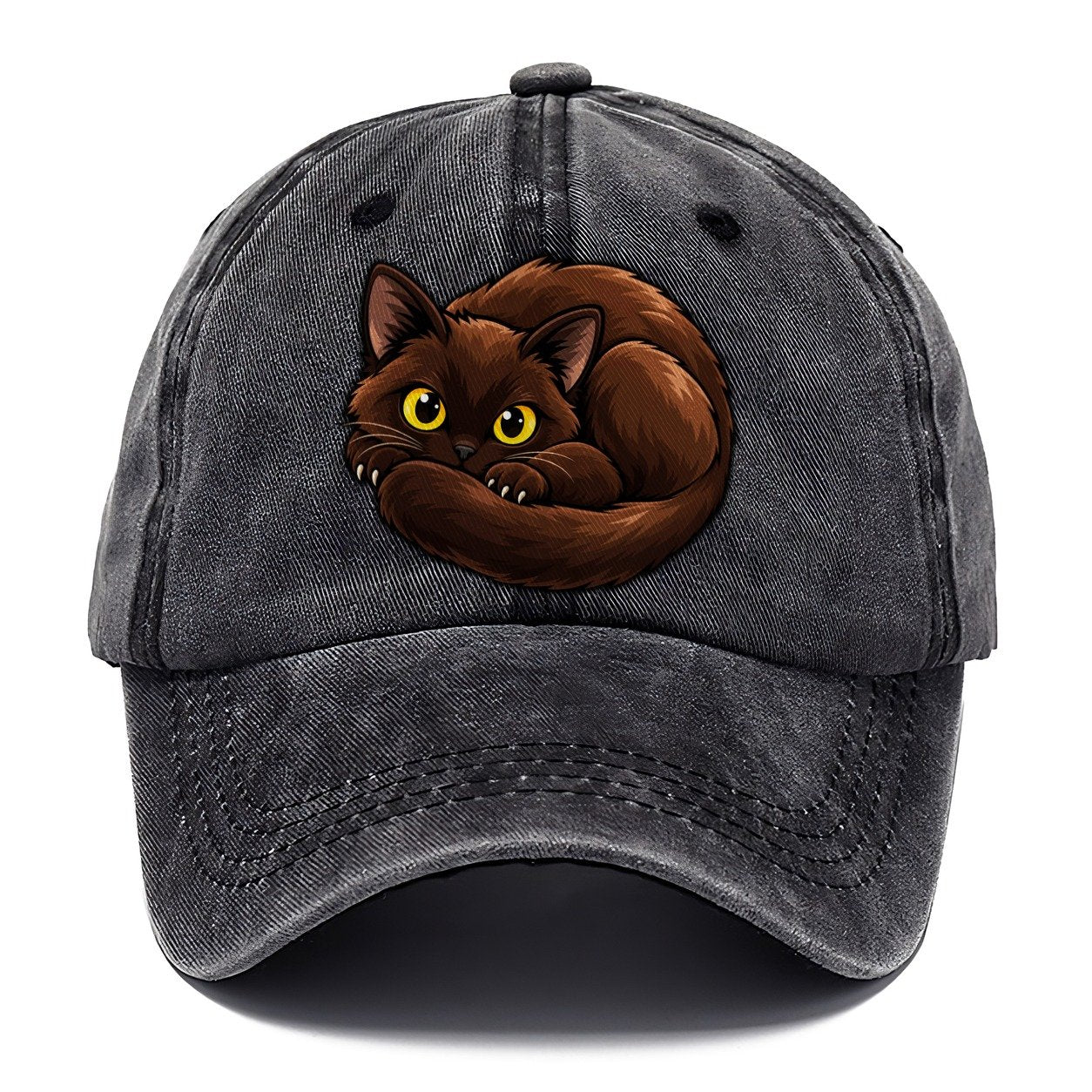 Burmese Curled Peeking Cats Classic Cap – Graphite