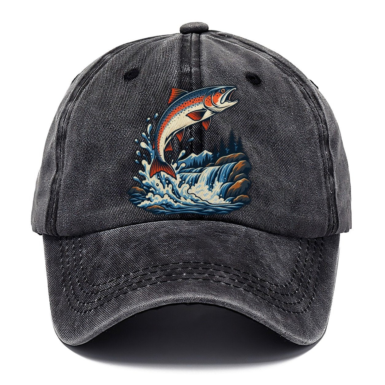 Salmon Leap Arc Fishing Elegant Classic Cap – Graphite