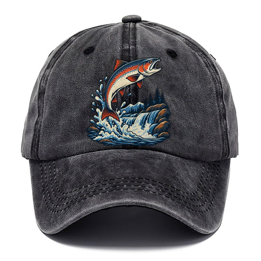 Salmon Leap Arc Fishing Elegant Classic Cap – Graphite