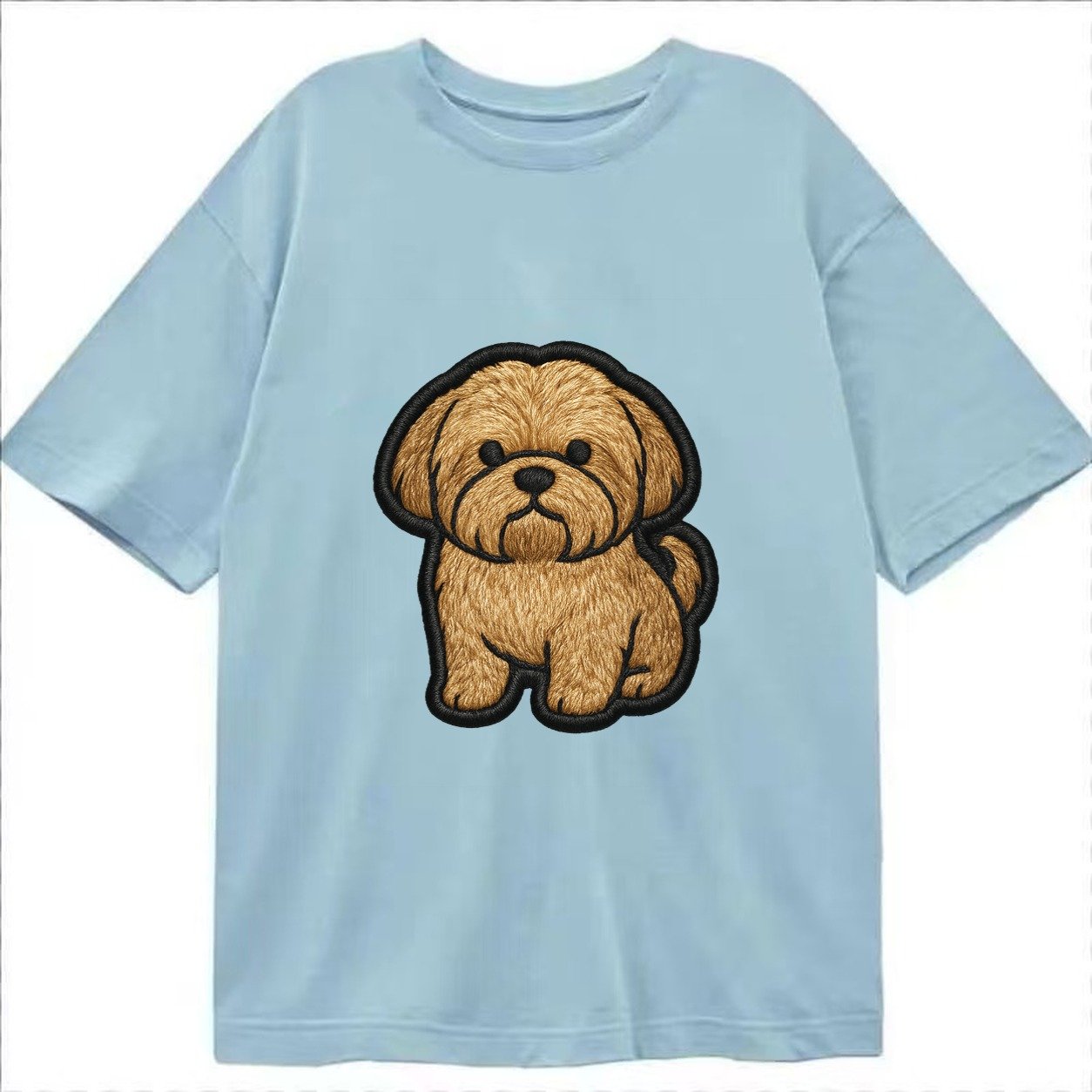Shih Tzu Full Body Embroidered Portrait 6f81e9 Classic T-shirt – Light Blue