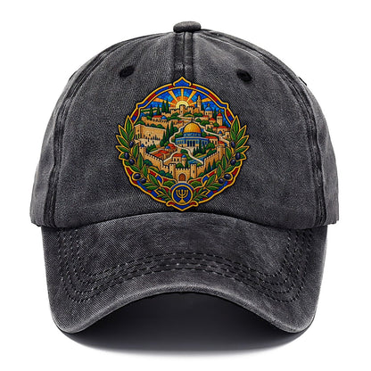 Madaba Style Mosaic Map Jerusalem Classic Cap – Graphite