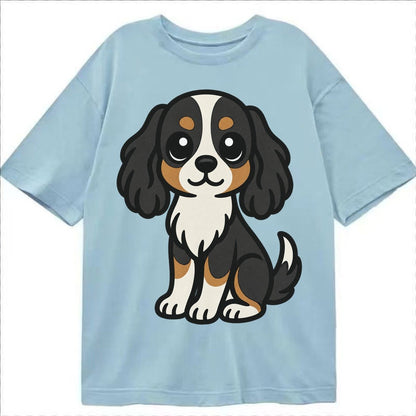 Cavalier King Charles Spaniel Tricolor Sitting Pose Portrait Classic T-shirt – Light Blue