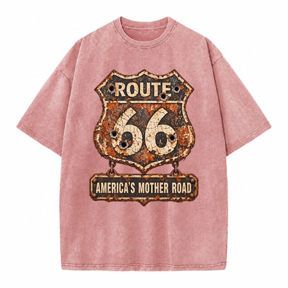 Route 66 Weathered Vintage T-shirt – Dusty Rose