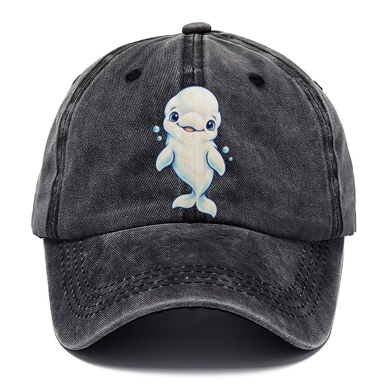 Beluga Whale Front Smile Sea Sprite Classic Cap – Graphite