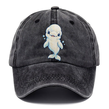 Beluga Whale Front Smile Sea Sprite Classic Cap – Graphite