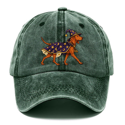 One Vizsla In Halloween Costume Wizard Costume With A Starry Robe And Pointed Hat Halloween Dog Parade Classic Cap – Forest Mist
