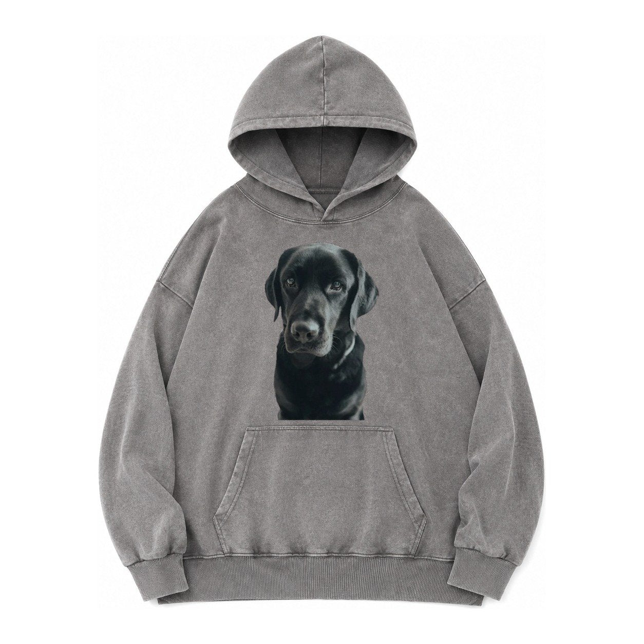 Black Labrador Vintage Washed Hoodie – Grey
