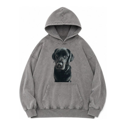 Black Labrador Vintage Washed Hoodie – Grey