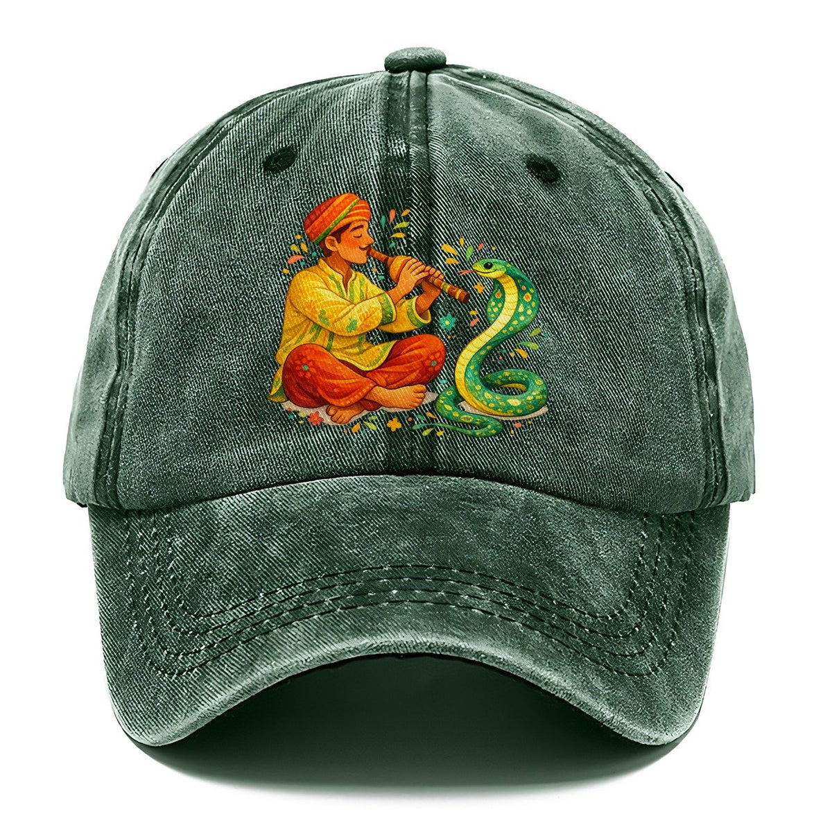 Snake Charmer Playing Flute Classic Cap – Forest Mist