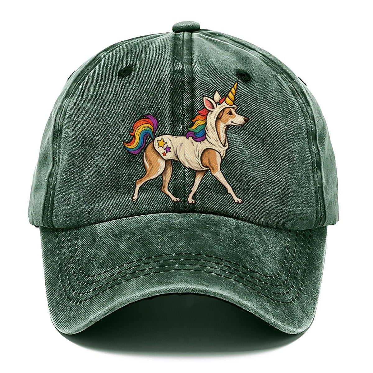 One Whippet In Halloween Costume Unicorn Costume With A Soft Horn And Rainbow Mane Halloween Dog Parade Classic Cap – Forest Mist