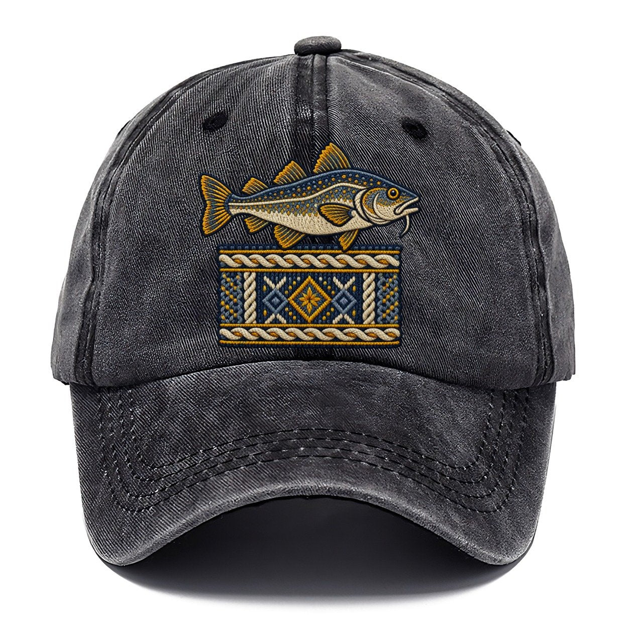 Fisherman S Gansey Knit And Cod Uk Culture Heritage Classic Cap – Graphite