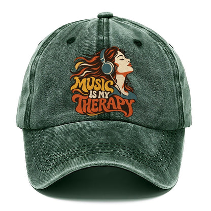 Music Is My Therapy Headphones Girl Classic Cap – Forest Mist