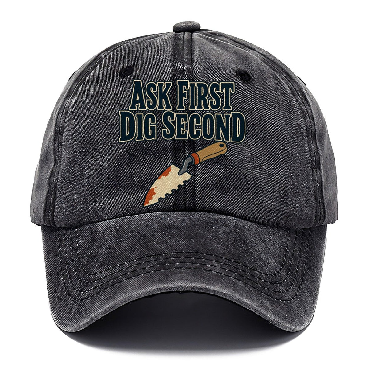 Ask First Dig Second Treasure Hunting Classic Cap – Graphite