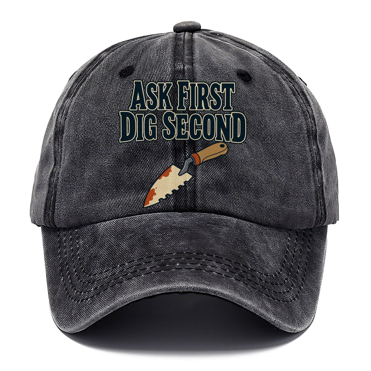 Ask First Dig Second Treasure Hunting Classic Cap – Graphite