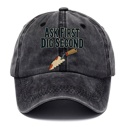 Ask First Dig Second Treasure Hunting Classic Cap – Graphite