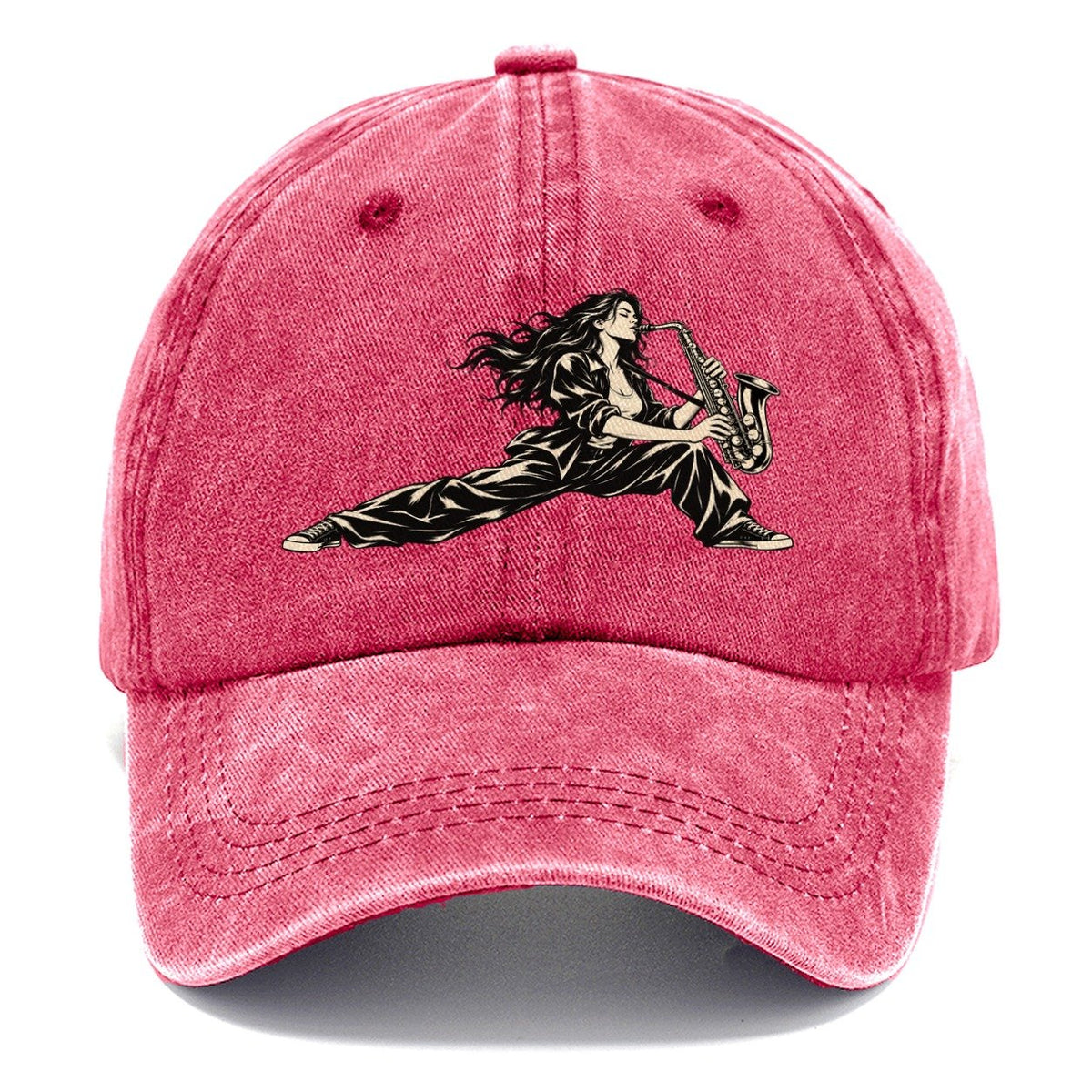 Woman Playing Saxophone Classic Cap – Pomegranate Blush