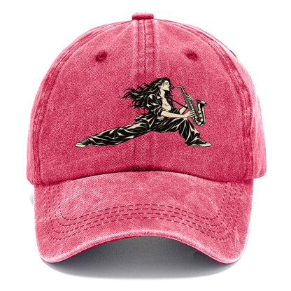 Woman Playing Saxophone Classic Cap – Pomegranate Blush