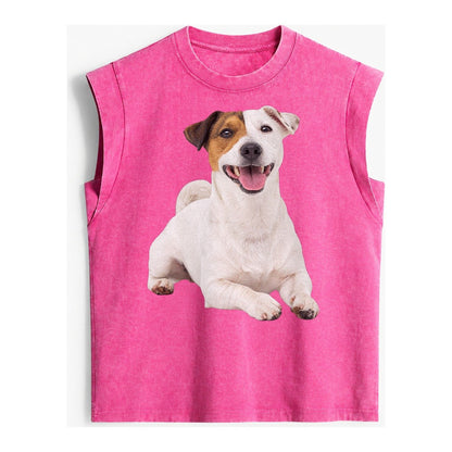 Jack Russell Terrier Dog Vintage Washed Tank – Pink