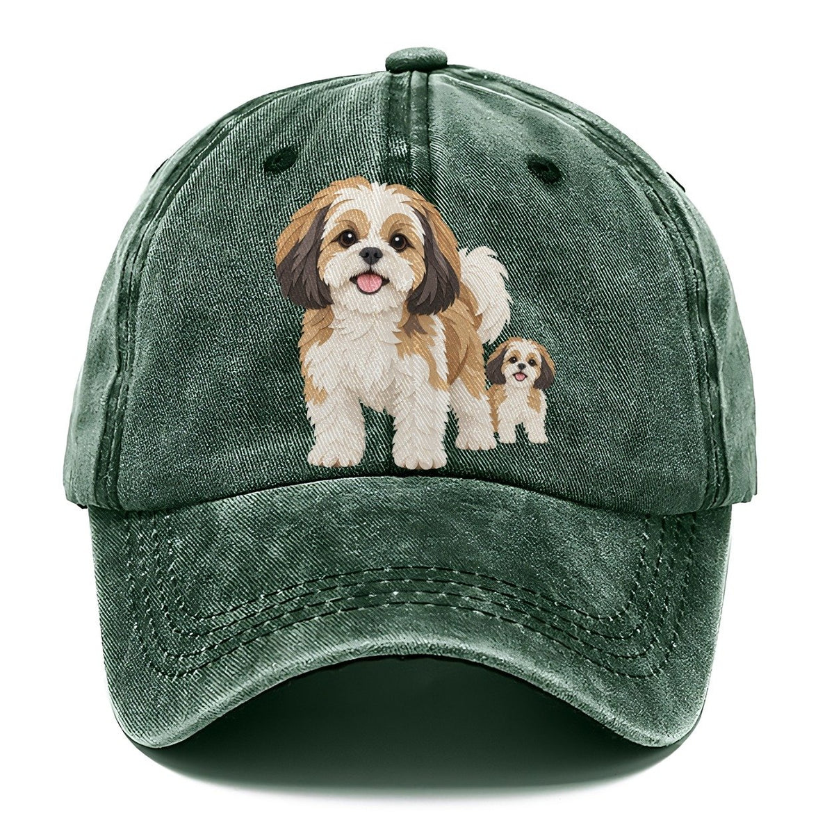 Cut-Paper Collage Shih Tzu Standing Top Breeds Classic Cap – Forest Mist