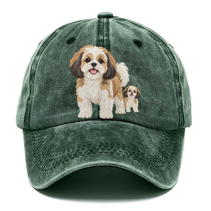 Cut-Paper Collage Shih Tzu Standing Top Breeds Classic Cap – Forest Mist