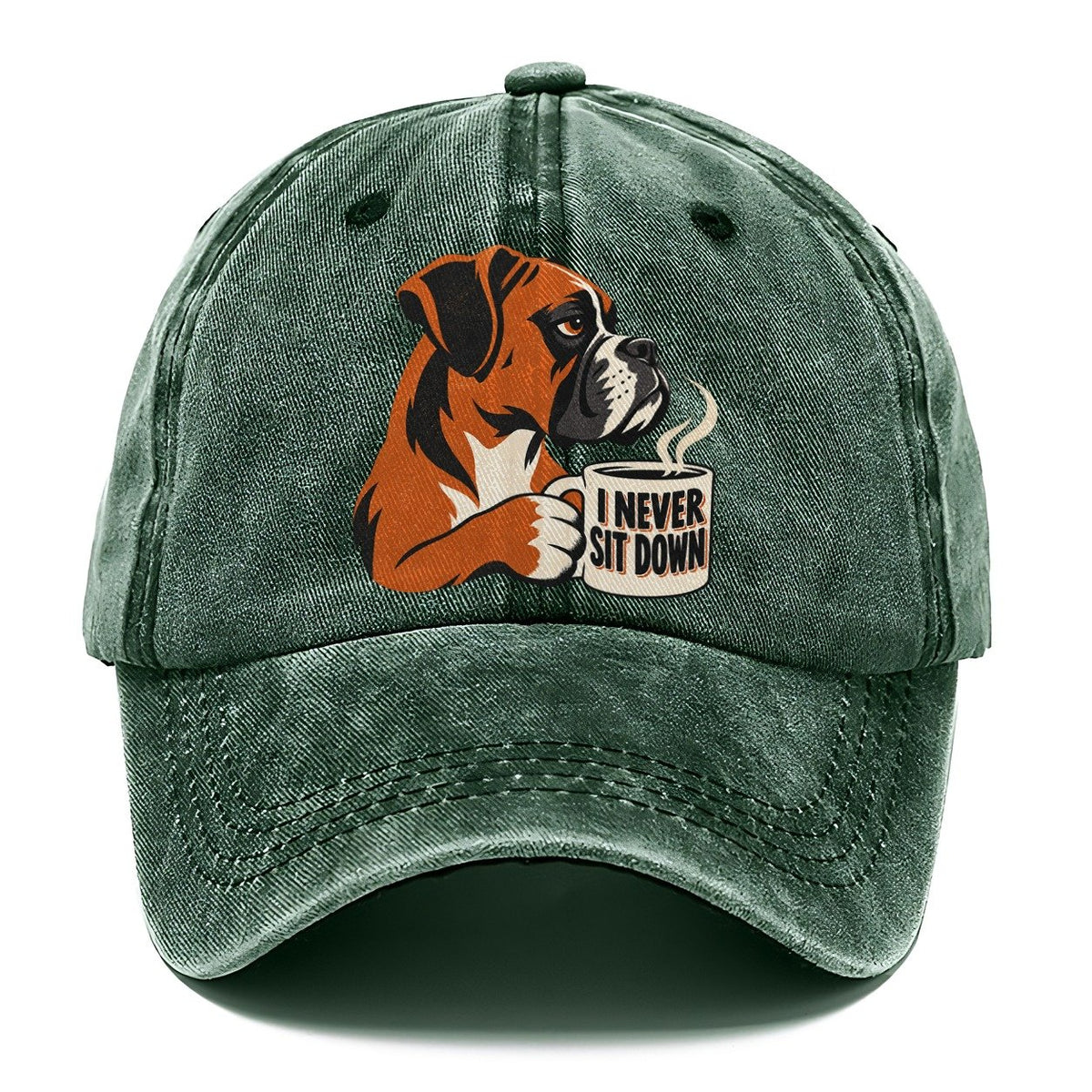 Boxer Dog I Never Sit Down Coffee Classic Cap – Forest Mist
