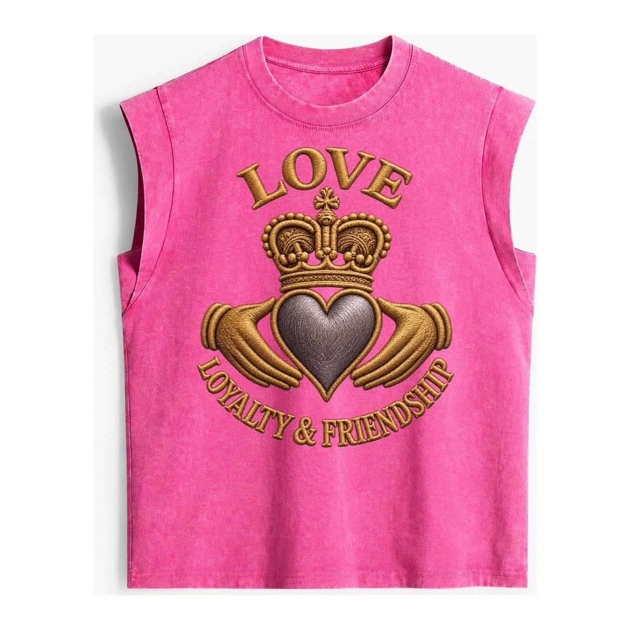 Claddagh Symbol Vintage Washed Tank – Pink
