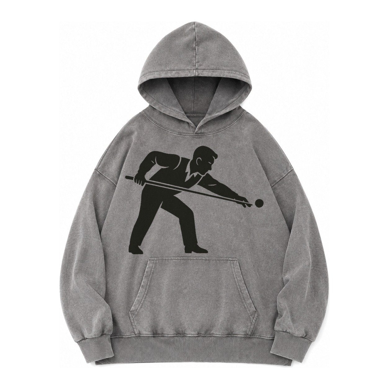 Pool Player Lining Up Shot Vintage Washed Hoodie – Grey