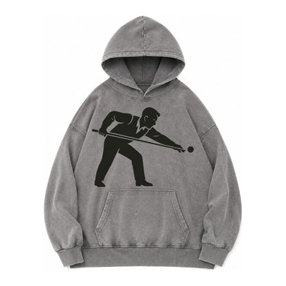 Pool Player Lining Up Shot Vintage Washed Hoodie – Grey