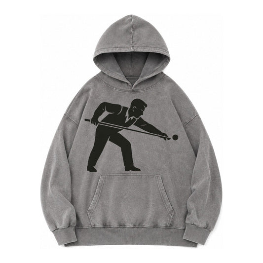 Pool Player Lining Up Shot Vintage Washed Hoodie – Grey