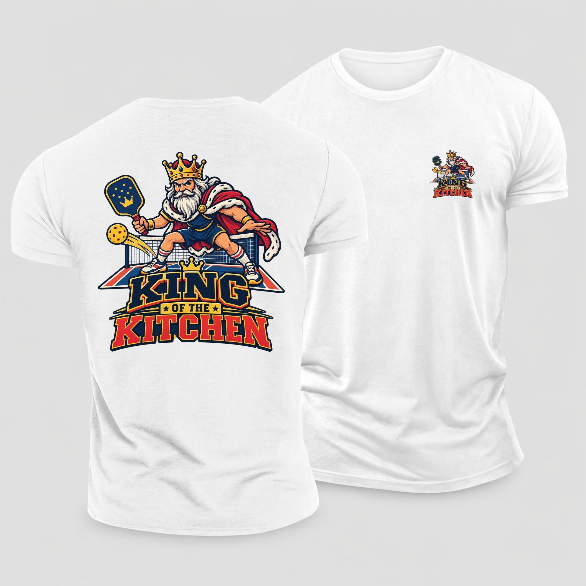 King Of The Kitchen Pickleball Life Cotton T-Shirt – White