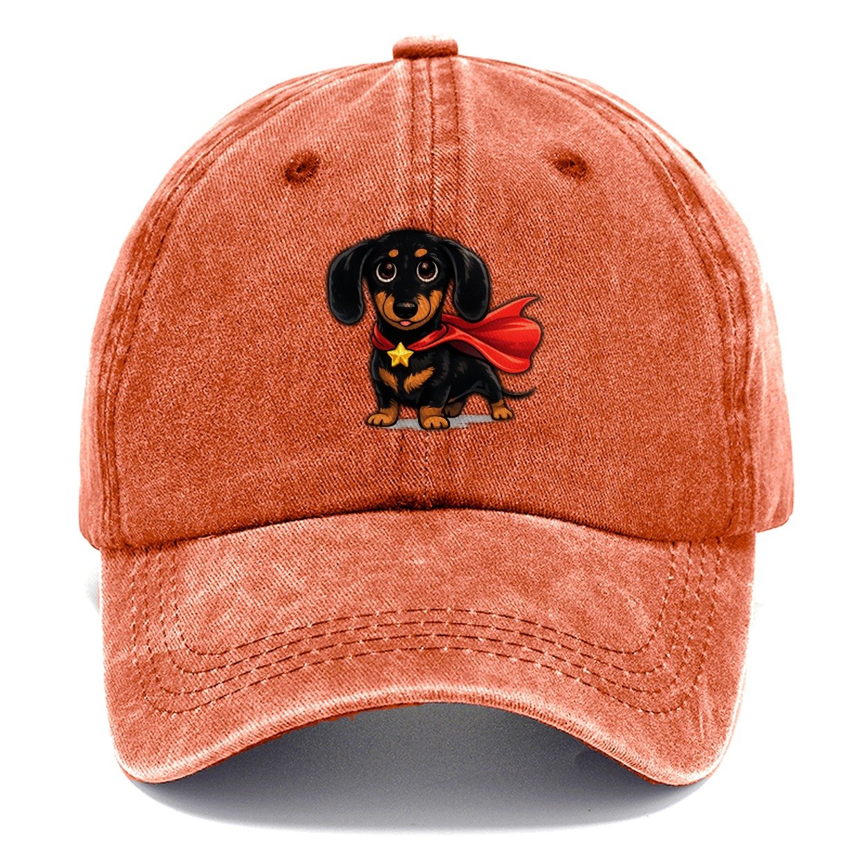 Dachshund Superhero Cape Classic Cap – Terracotta Clay