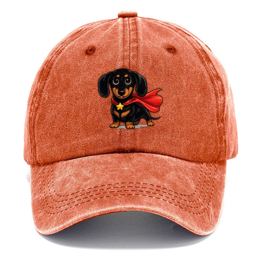 Dachshund Superhero Cape Classic Cap – Terracotta Clay