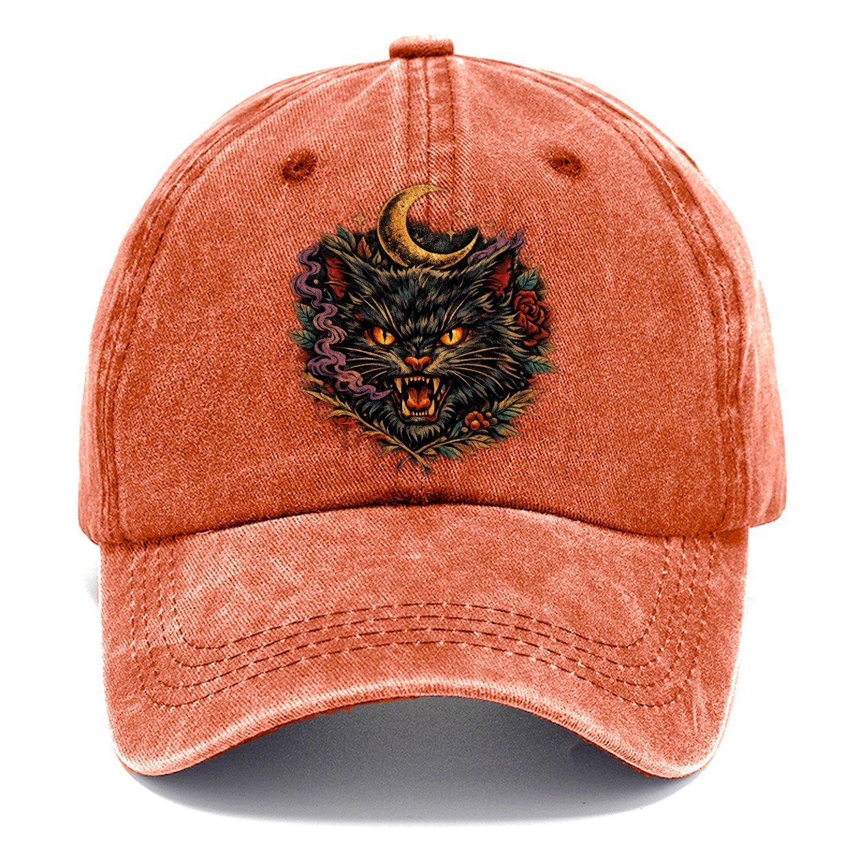 Dark Vintage Black Cat Classic Cap – Terracotta Clay