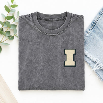 Initial I Left Chest Vintage T-shirt – Grey