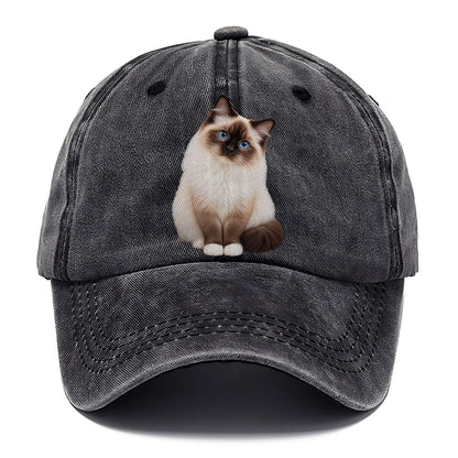 Birman Seated Portrait Realistic Cat Portrait Classic Cap – Graphite
