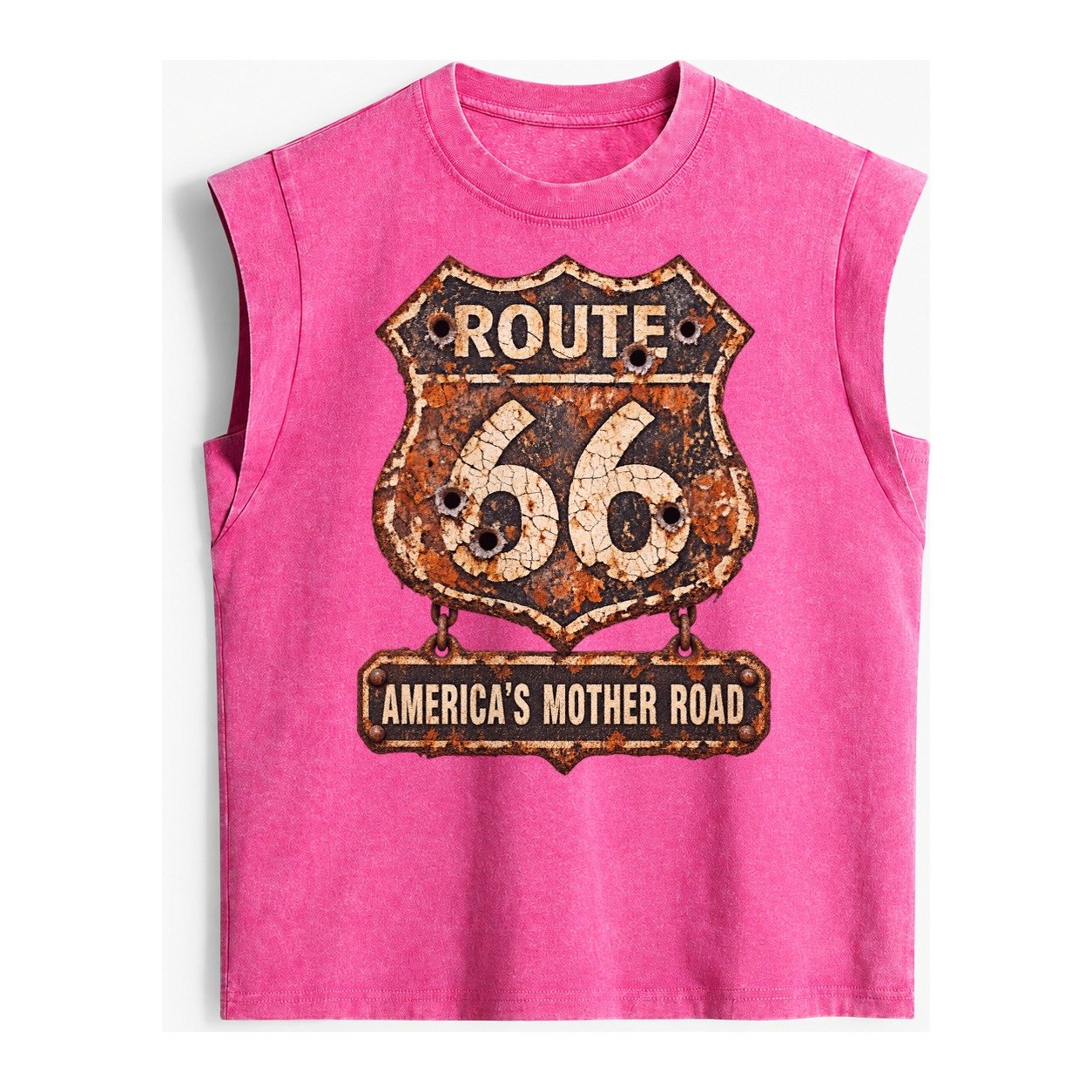 Route 66 Weathered Vintage Washed Tank – Pink