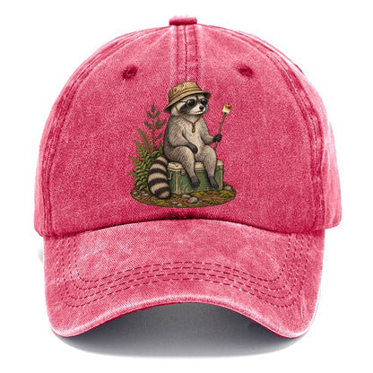 Raccoon Marshmallow Slow Camp Club Classic Cap – Pomegranate Blush