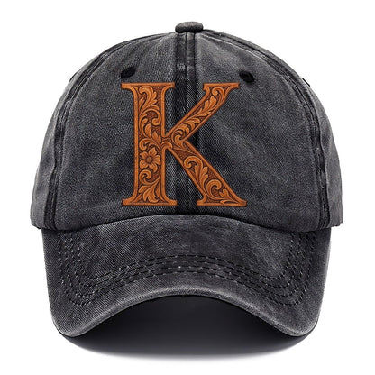 Tooled Leather K Monogram Classic Cap – Graphite