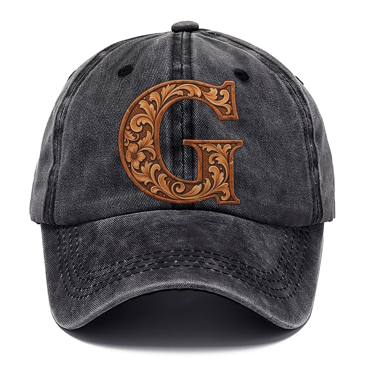 Tooled Leather G Monogram Classic Cap – Graphite