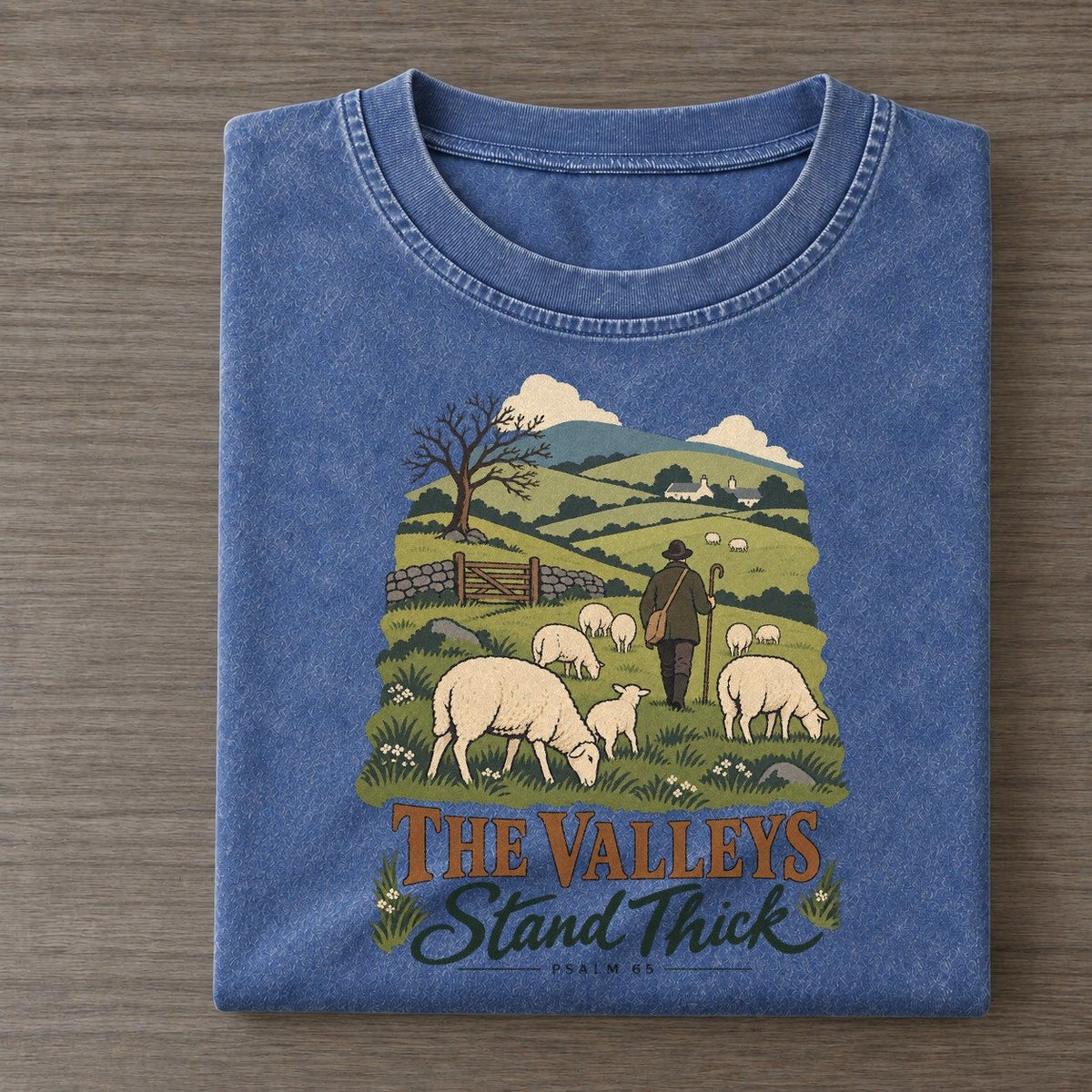 The Valleys Stand Thick The Counting Gate Vintage T-shirt – Washed Blue